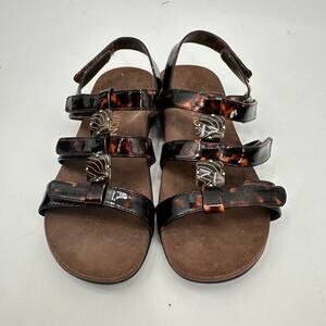 VIONIC Amber Brown Tortoise Shell Adjustable Strappy Sandals // 6